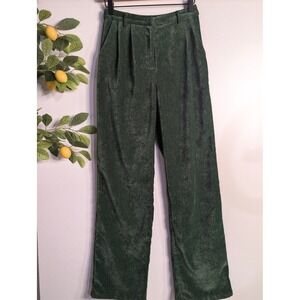Womens Pretty Garbage Green Velvet Texture Trousers Sz S